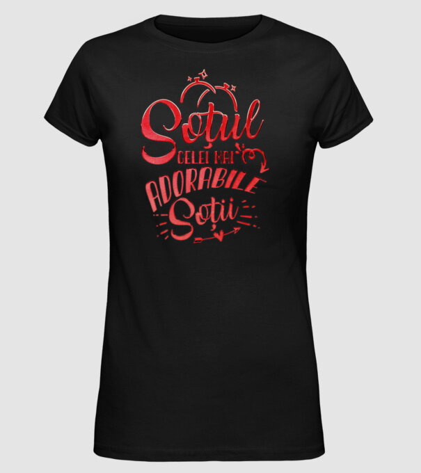 Soțul celei mai adorabile soții model negru pe tricou