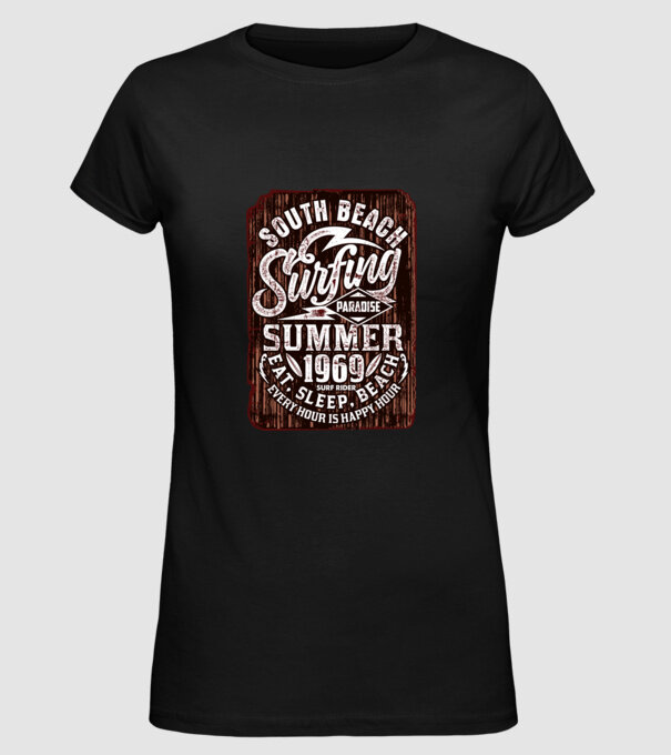 South Beach model negru pe tricou