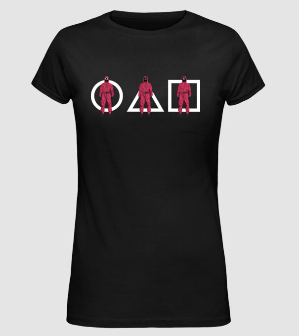 squid game characters model negru pe tricou