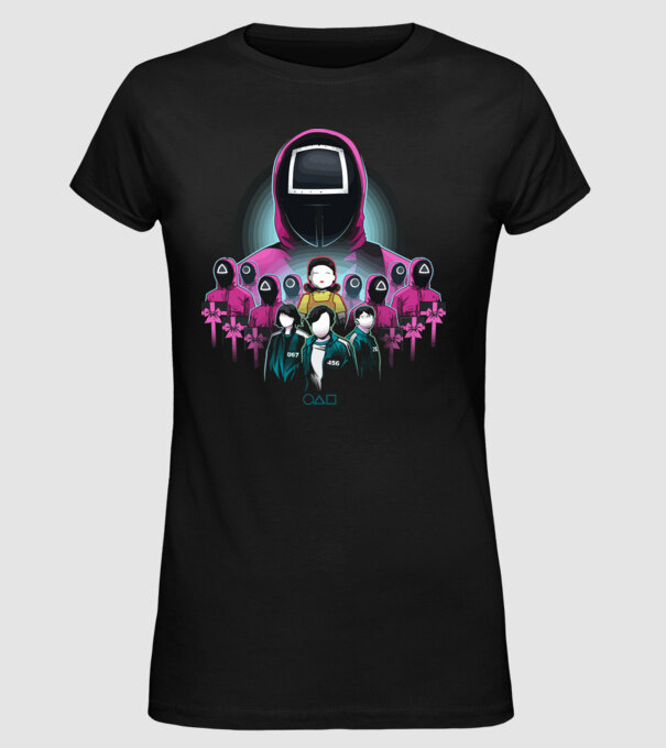 squid game crew model negru pe tricou