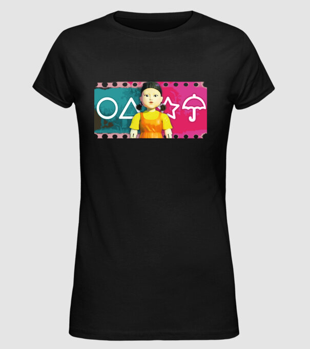 squid game drawing model negru pe tricou