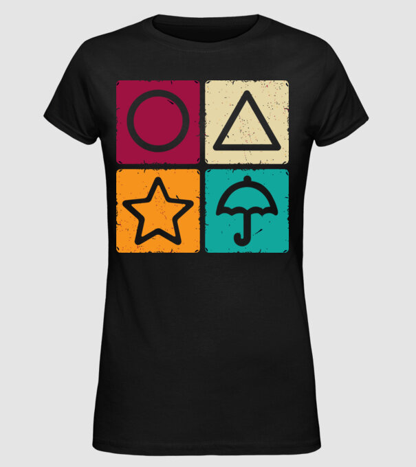 squid game motive game model negru pe tricou