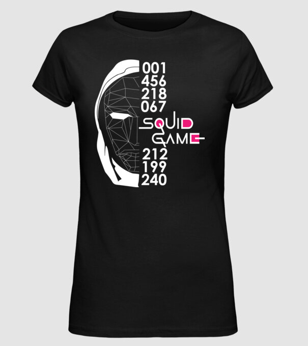 squid game numbers model negru pe tricou
