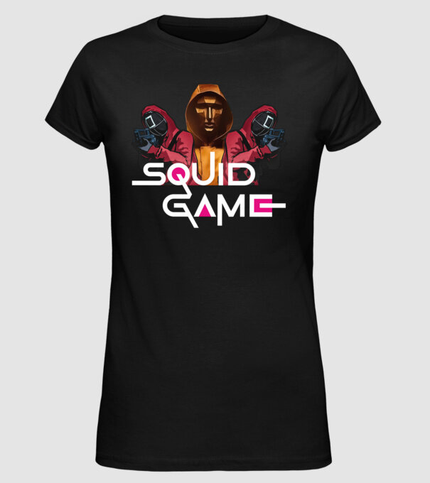 squid game poster model negru pe tricou
