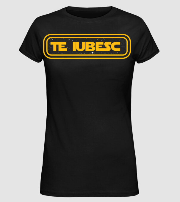 Starwars couple shirt model negru pe tricou