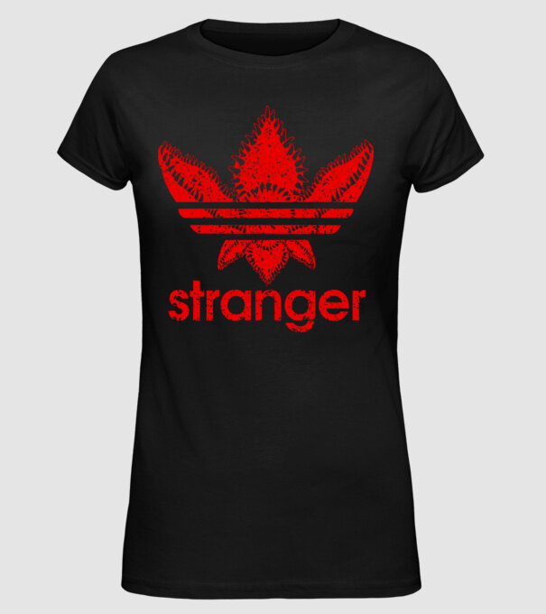 stranger logo red model negru pe tricou
