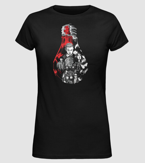 stranger things bulb model negru pe tricou