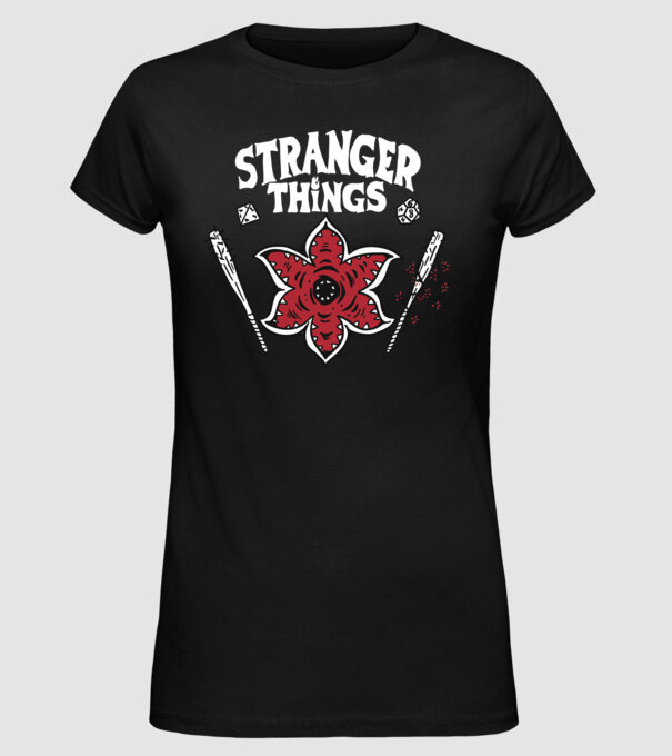 stranger things demogorgon head model negru pe tricou