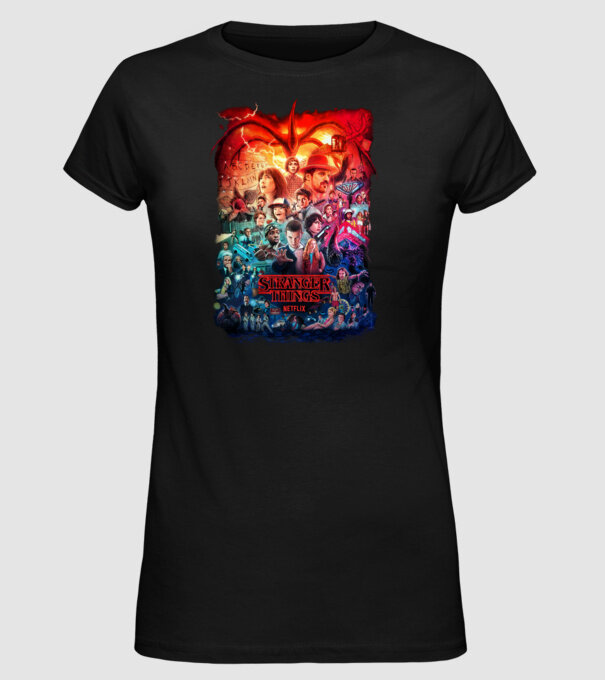 stranger things tribute poster2 model negru pe tricou