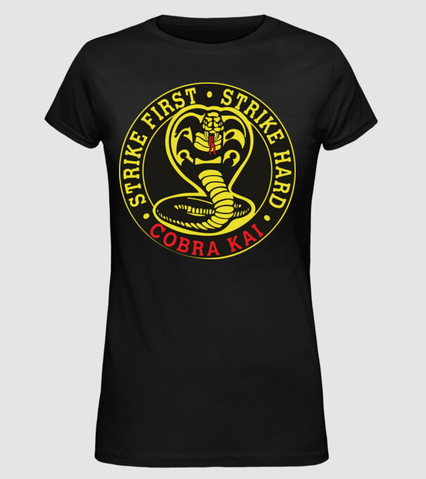 Strike first strike hard logo model negru pe tricou
