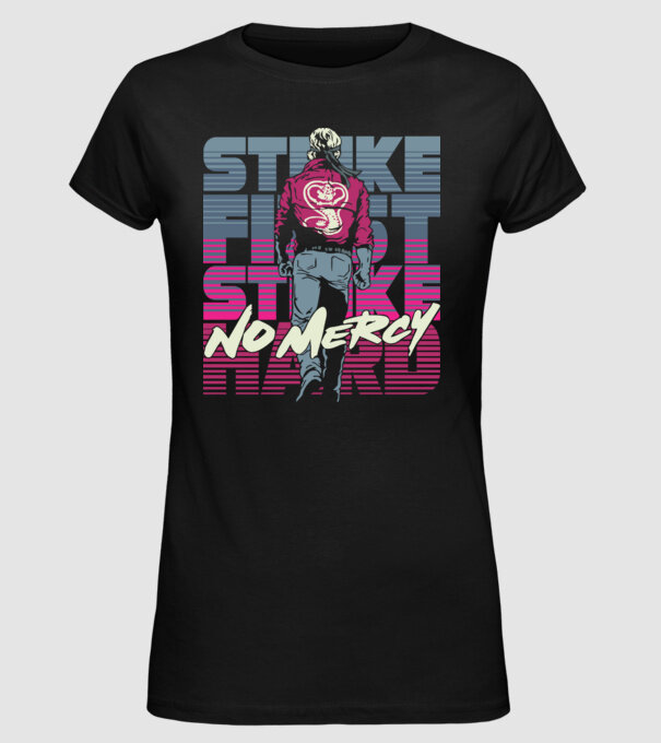 Strike first strike hard neon model negru pe tricou