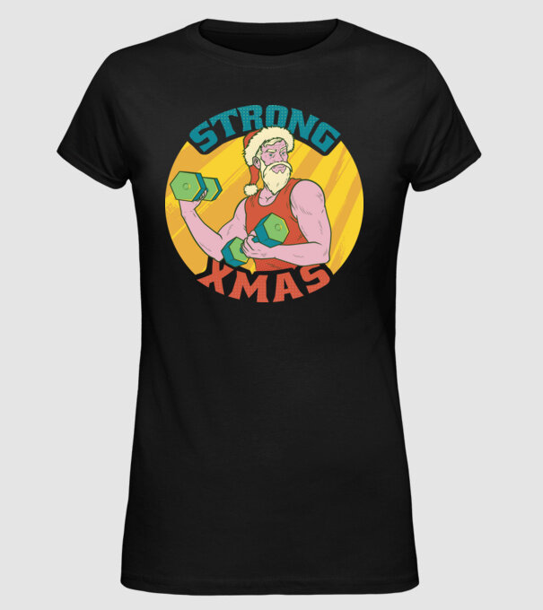 strong xmas model negru pe tricou