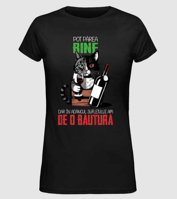 sunt bun pentru o băutură Negru model negru pe tricou