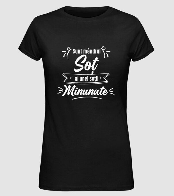Sunt mândrul soț al unei soții minunate model negru pe tricou
