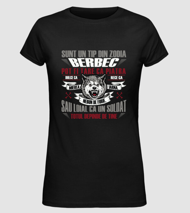 Sunt un tip din zodia Berbec model negru pe tricou