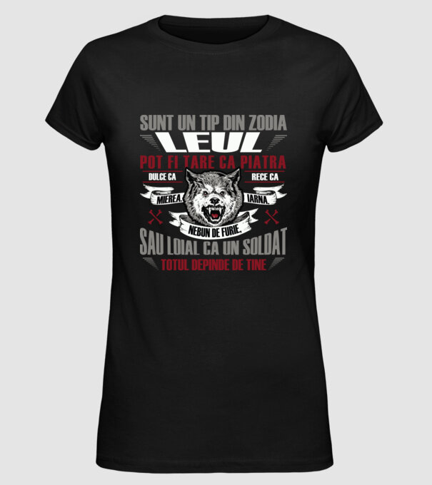 Sunt un tip din zodia Leul model negru pe tricou