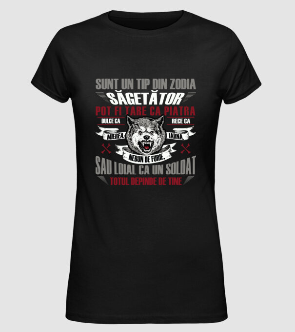 Sunt un tip din zodia Săgetător model negru pe tricou