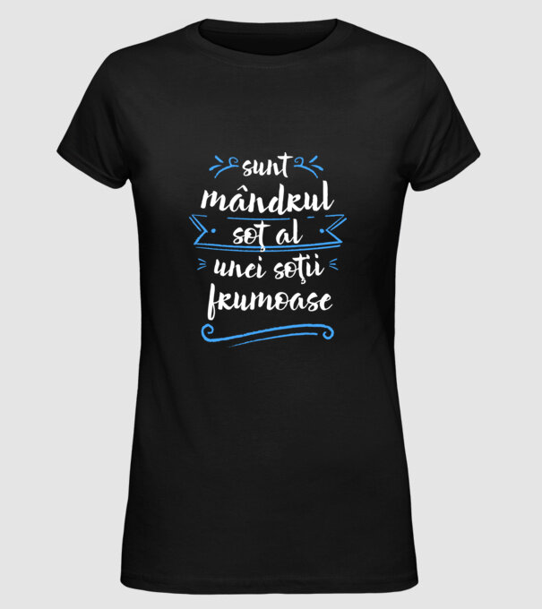 sunt mândrul soț al unei soții frumoase model negru pe tricou