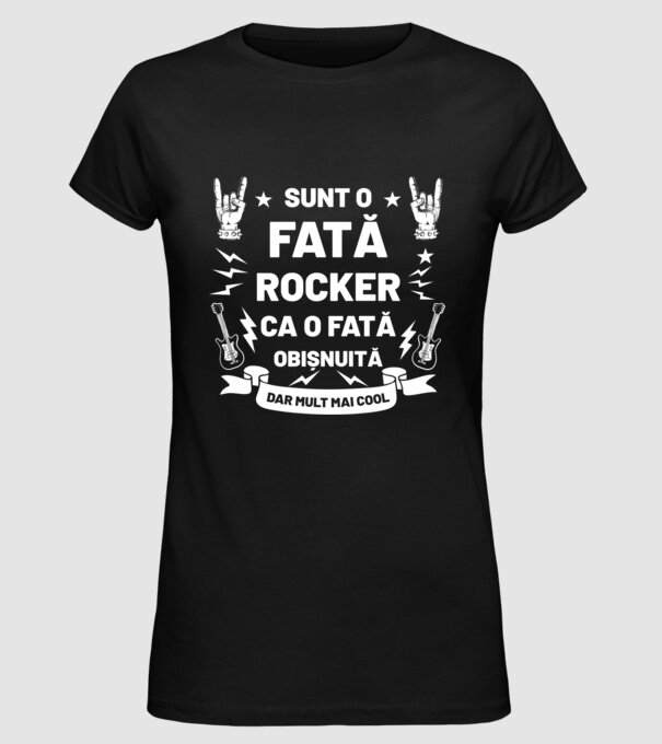 Sunt o fată rocker, ca o fată obișnuită, dar mult mai cool model negru pe tricou