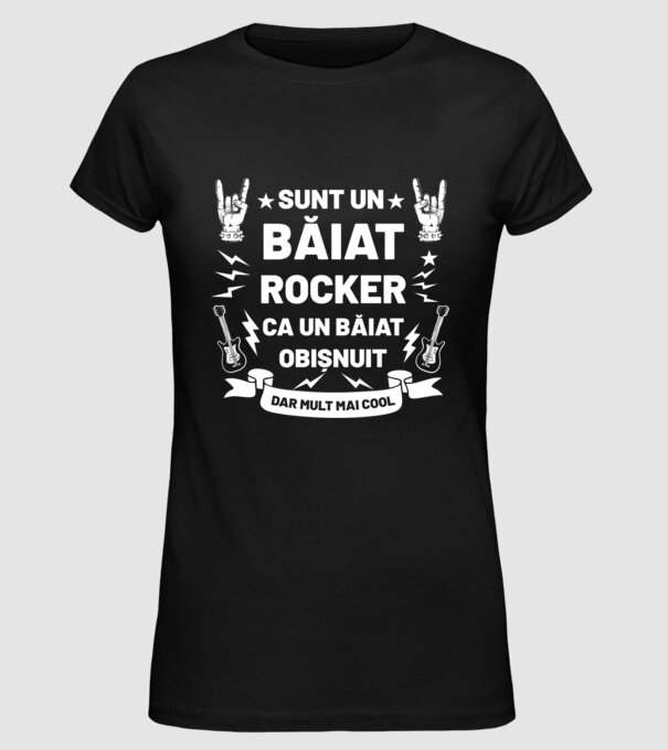 Sunt un băiat rocker, ca un băiat obișnuit, dar mult mai cool model negru pe tricou
