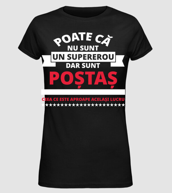 Supererou poştaş model negru pe tricou