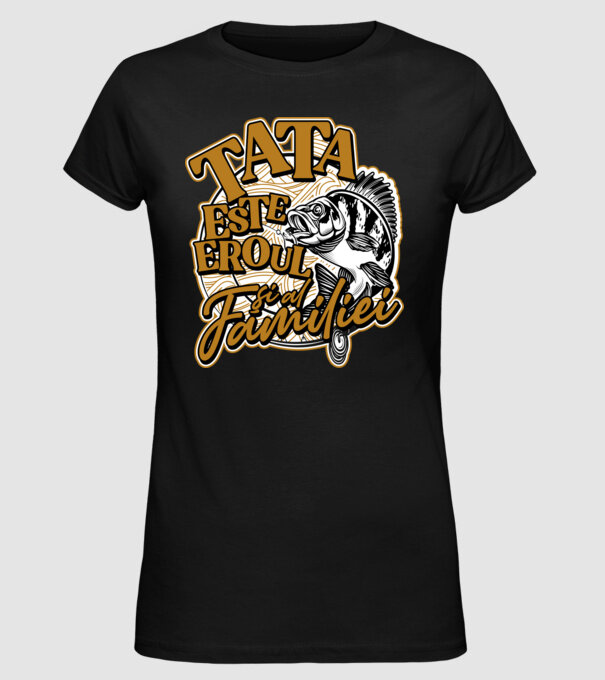Tata este eroul apelor și al familiei model negru pe tricou