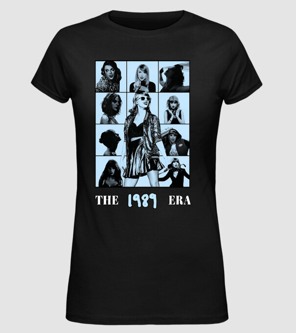 Taylor Swift ERAS blue model negru pe tricou