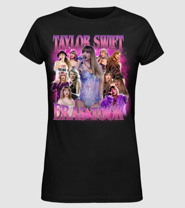 Taylor Swift ERAS bootleg 01 model negru pe tricou