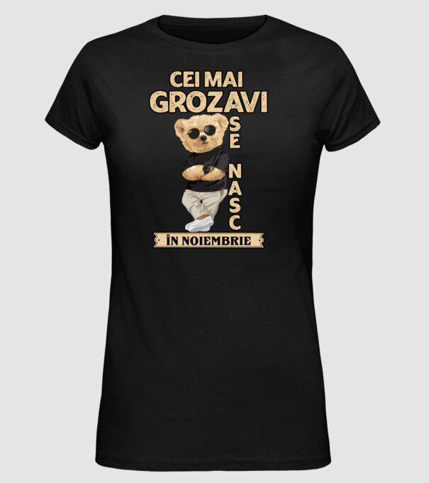 Teddy cel cool noiembrie model negru pe tricou
