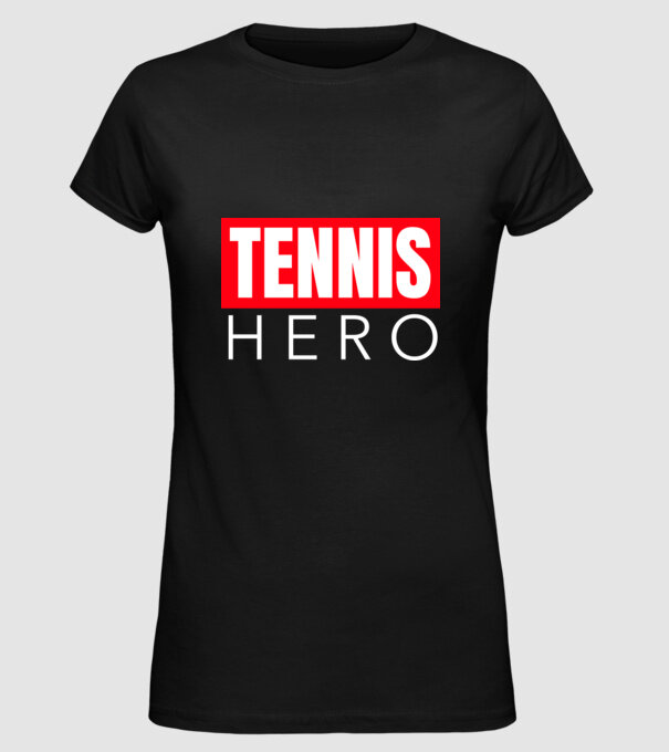 TENNIS HERO model negru pe tricou