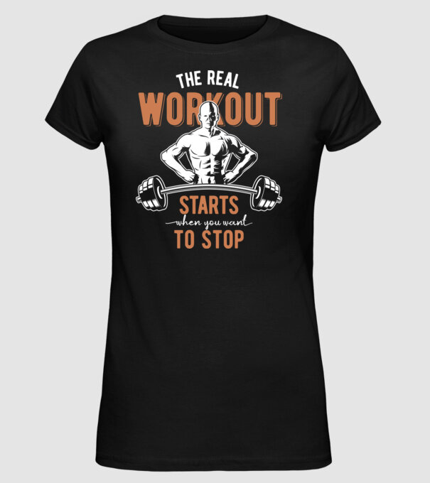The Real Workout model negru pe tricou