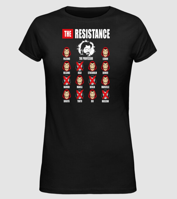 the resistance la casa de papel model negru pe tricou