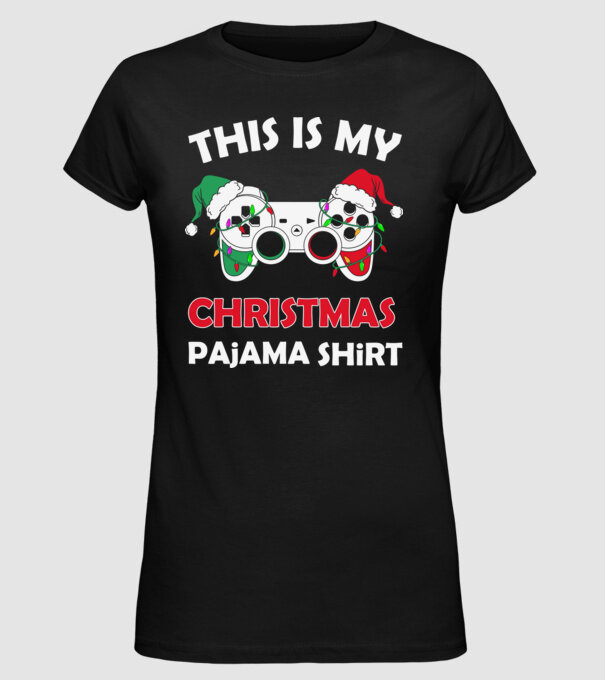 This is my christmas pajama model negru pe tricou