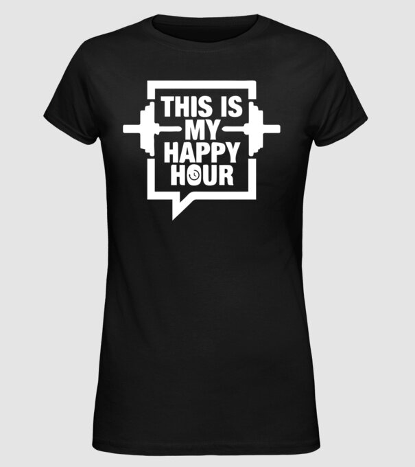 this is my happy hour model negru pe tricou