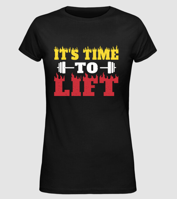 Time to lift model negru pe tricou