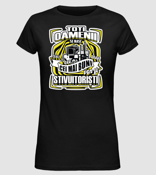 Toți oamenii stivuitoriști model negru pe tricou