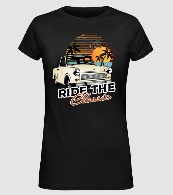 Trabant Ride The Classic model negru pe tricou