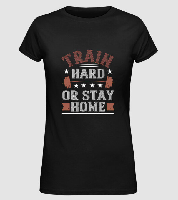 Train Hard model negru pe tricou
