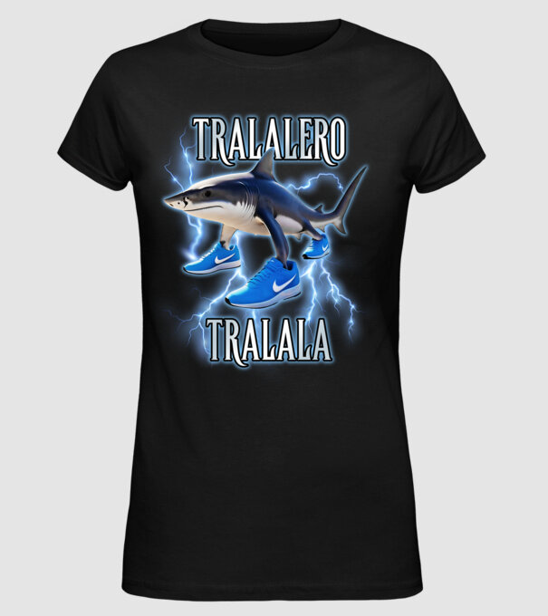 Tralalero Tralala model negru pe tricou