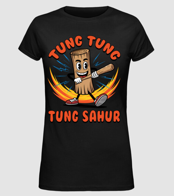 Tung Tung Tung Sahur drăguț model negru pe tricou