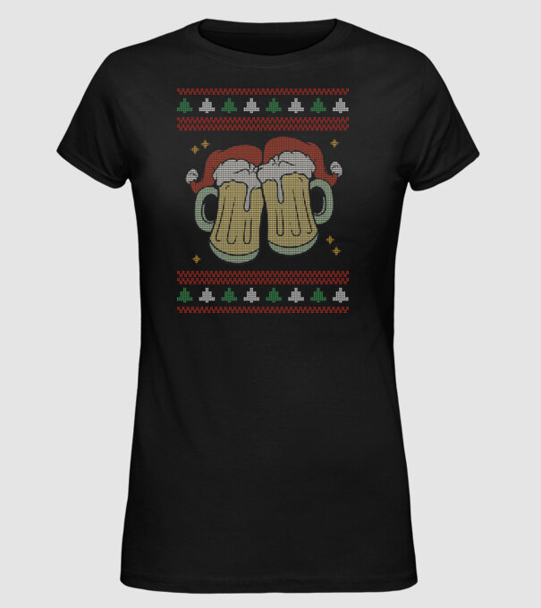 ugly sweater beers model negru pe tricou