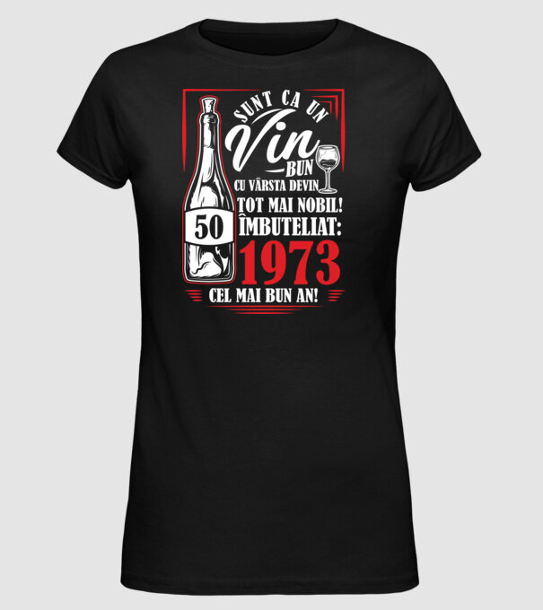 Un Vin Bun 1975 - Negru model negru pe tricou