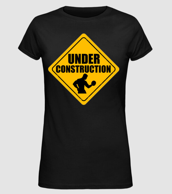Under Construction model negru pe tricou