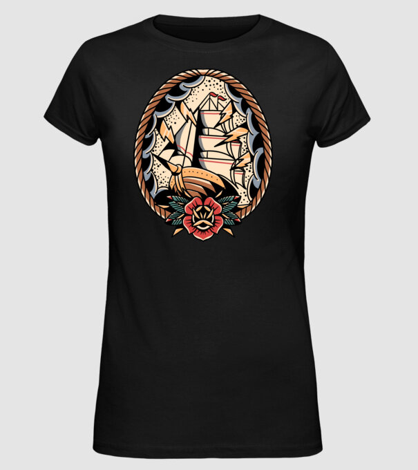 Vapoare model negru pe tricou