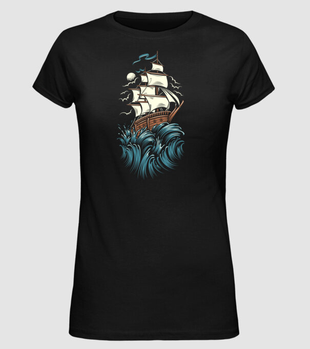 Vapoare model negru pe tricou