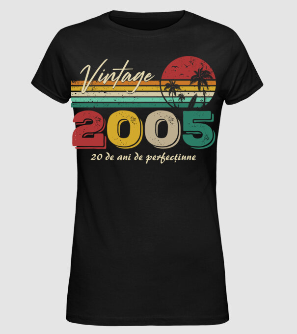 VINTAGE 2005 model negru pe tricou