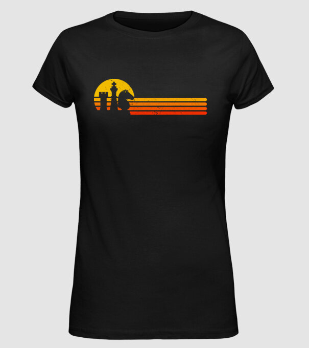 Vintage chesss sunset model negru pe tricou
