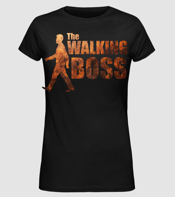 Walking boss model negru pe tricou
