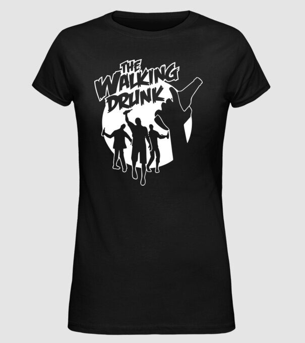 Walking Drunk model negru pe tricou