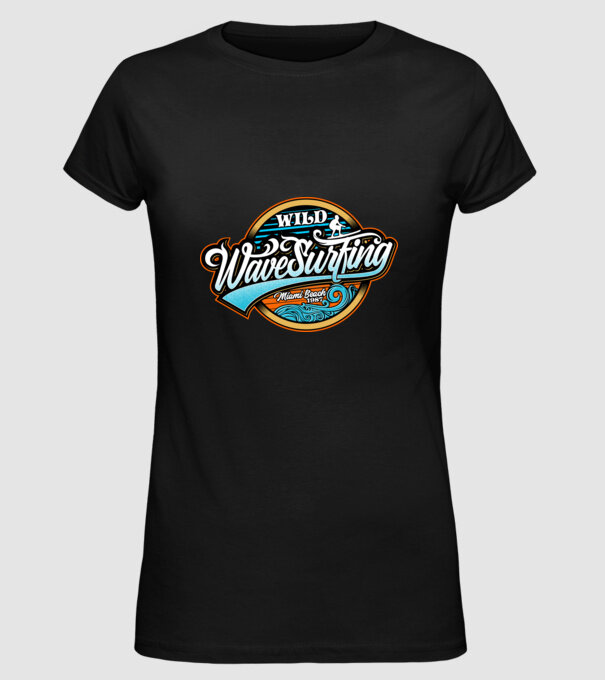 WaveSurfing model negru pe tricou